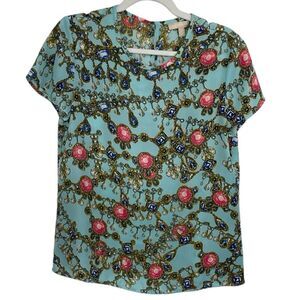 Banana Republic Multicolored Jewel Print Short Sleeve size Medium